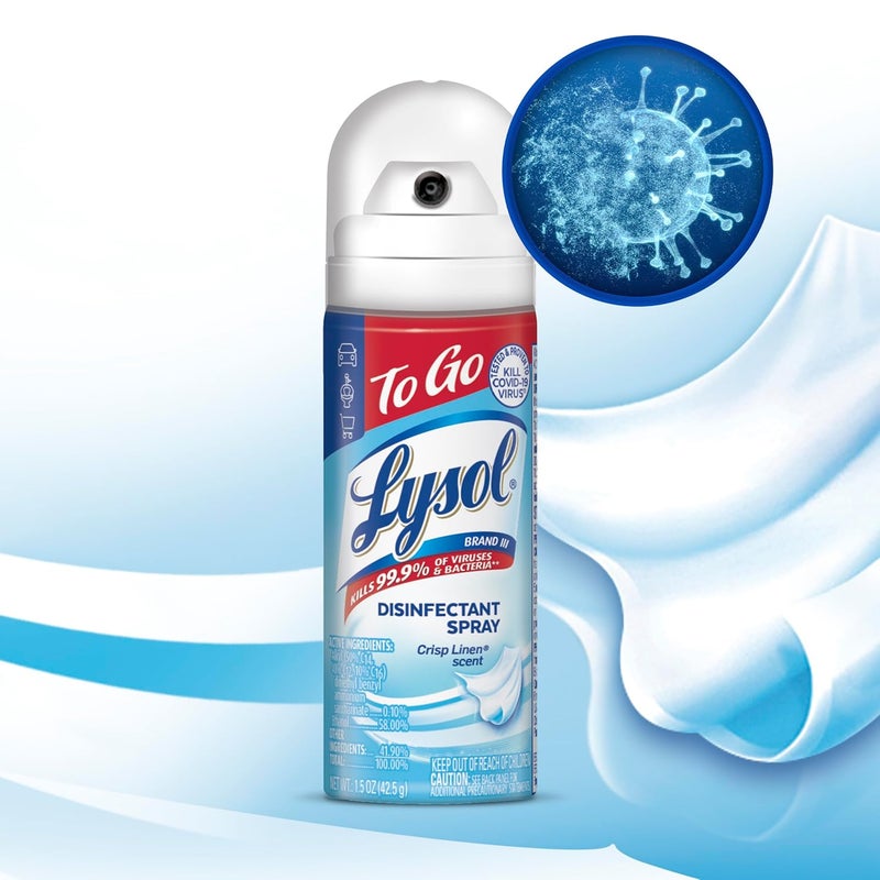 Lysol رذاذ مطهر للسفر، رائحة الكتان المنعش، حجم السفر - 1.5 أونصة (عبوة من 4) - Image 5